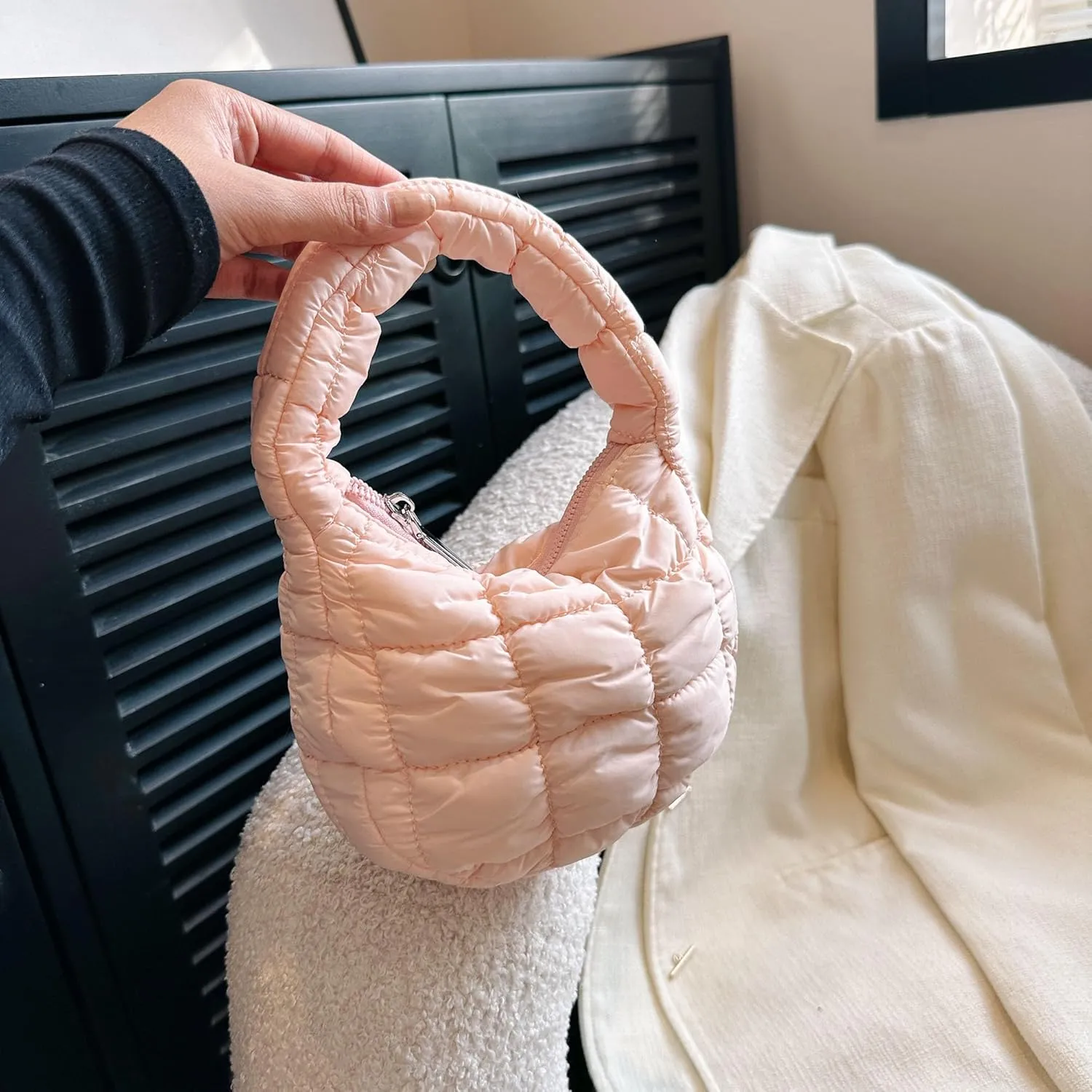 Quilted MINI Handbag and Purses Women Puffer Nylon Hobo Cotton Padded Purse Work Travel Lightweight
