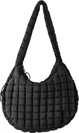Quilted Puffer Tote Bag for Women Large Quilted Crossbody Hobo Bags Puffy Purse Carryall Bag Nylon Shoulder Handbag