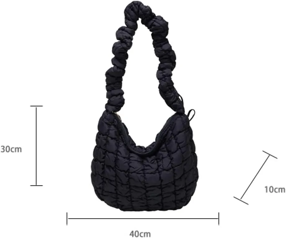 Quilted Puffer Tote Bag for Women Lightweight Shoulder Bag for Work Causal Puffy Cross Body Bags with Large Capacity