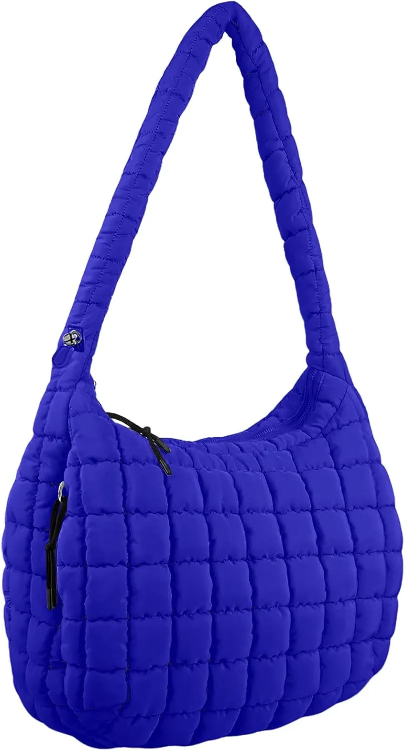 Quilted Puffer Tote Bag Large Crossbody Shoulder Bag Nylon Puffy Bubble Bag with Adjustable Shoulder Strap