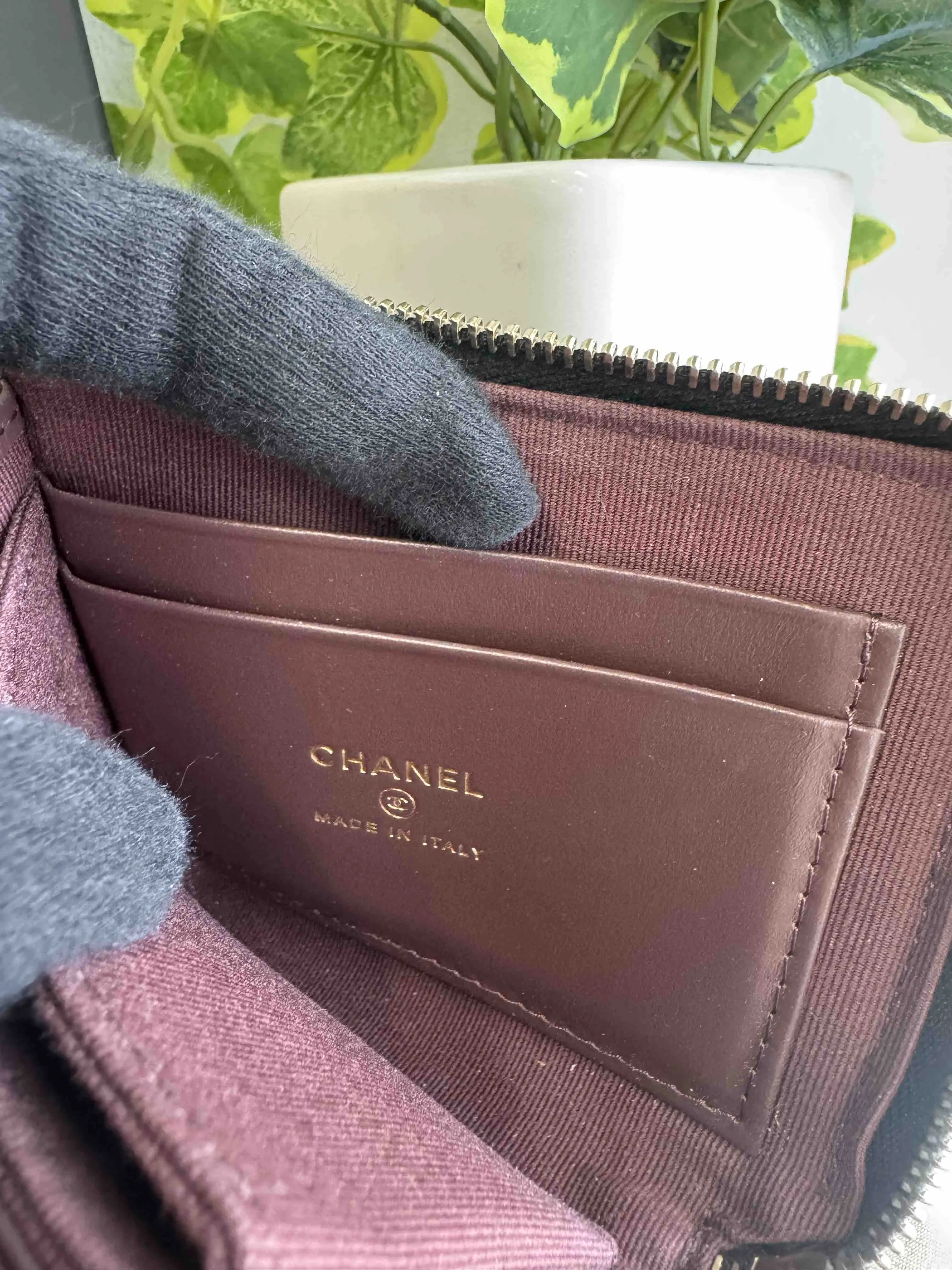 RE751154000 Leather Caviar Zip-Around Efficient shipping Wallet Chanel Excellent Black