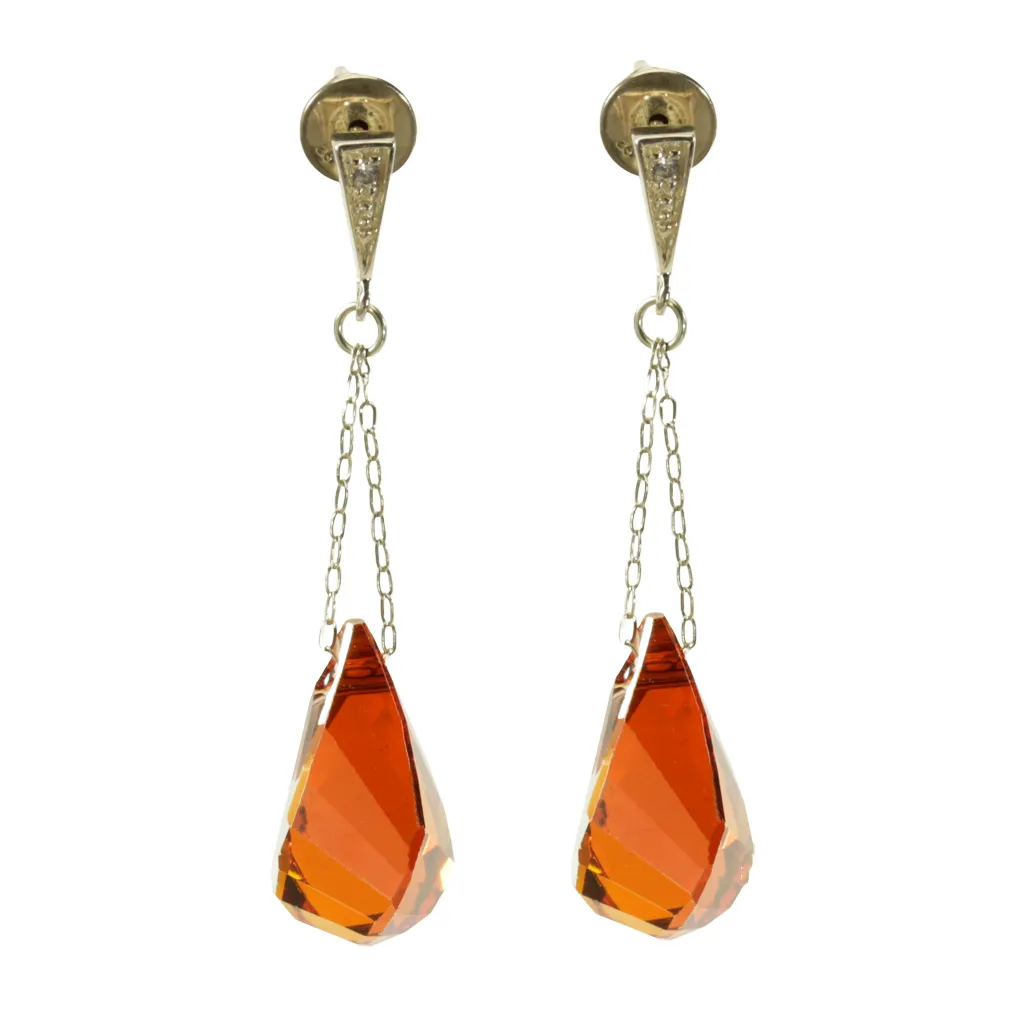 Red Magma Earrings - Sterling Silver - Red Magma - Crystal Ball Post