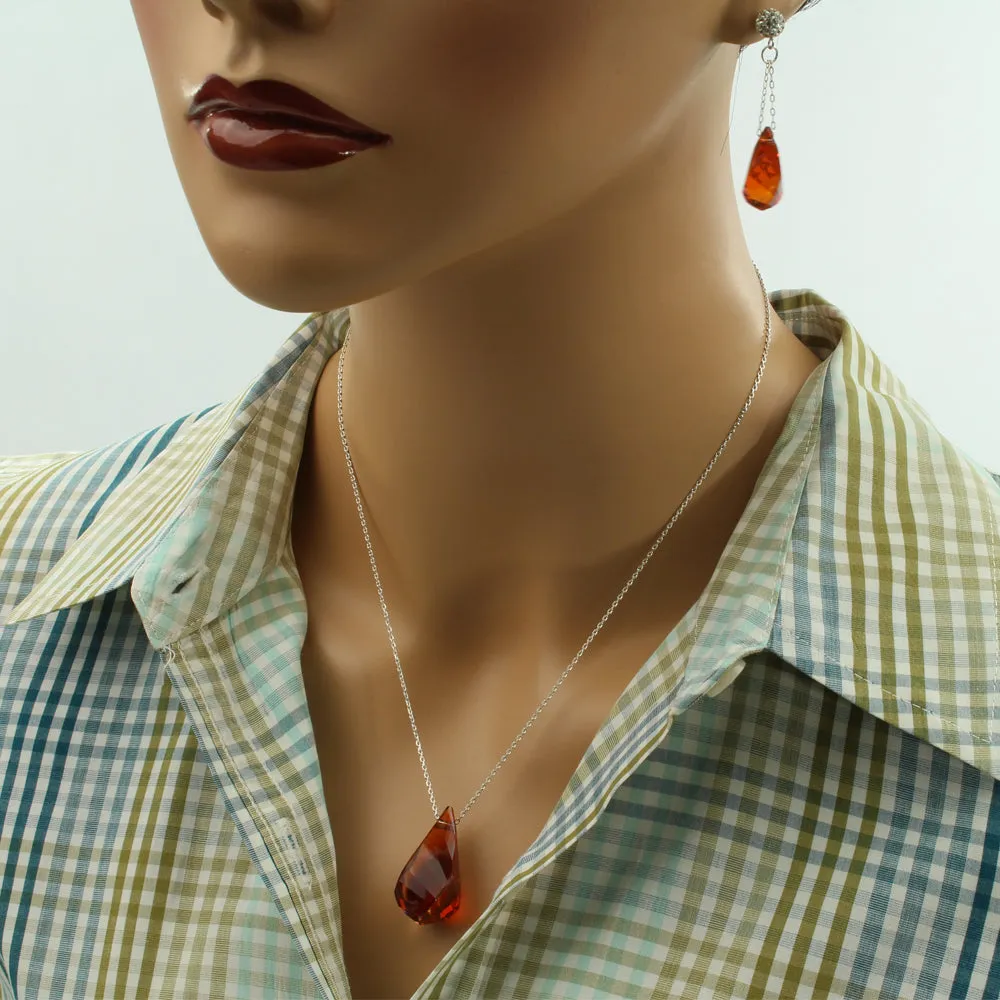 Red Magma Earrings - Sterling Silver - Red Magma - Crystal Ball Post