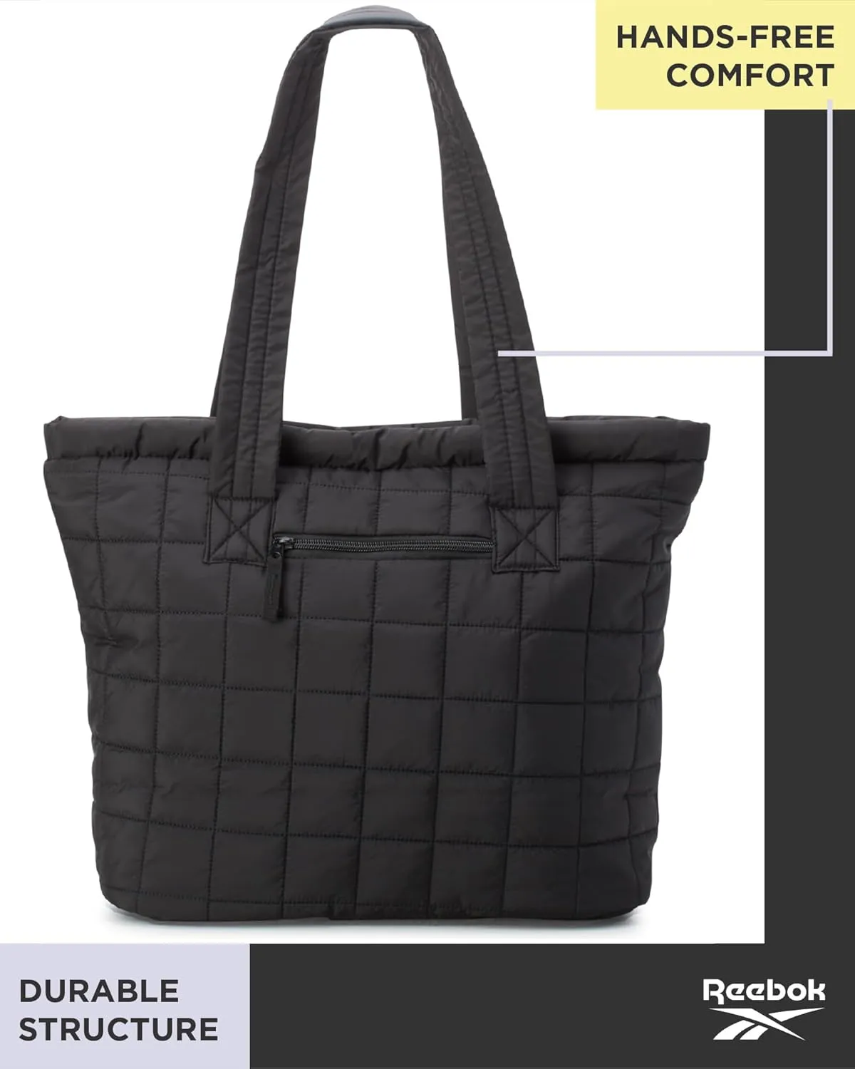 Reebok Women's Puffer Tote Bag - Lightweight Quilted Carry-All Tote Bag for Women - Casual Womens Puffy Shoulder Bags