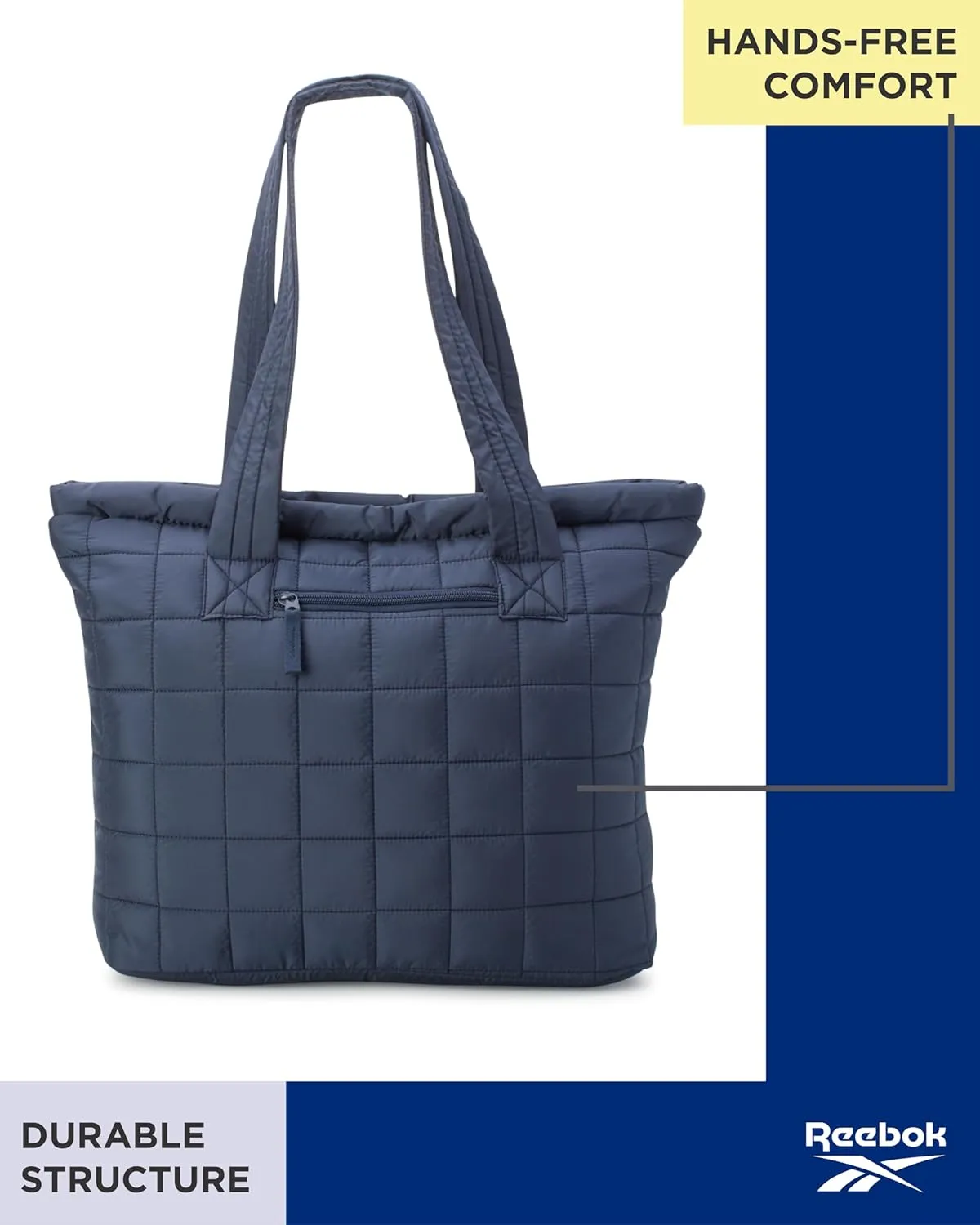Reebok Women's Puffer Tote Bag - Lightweight Quilted Carry-All Tote Bag for Women - Casual Womens Puffy Shoulder Bags
