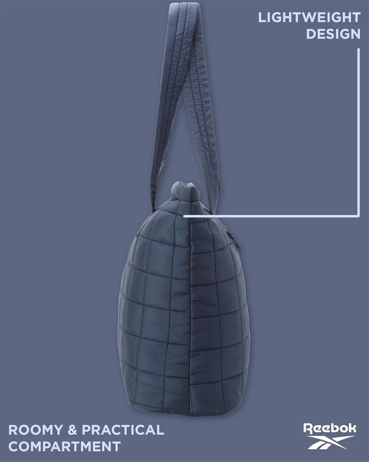 Reebok Women's Puffer Tote Bag - Lightweight Quilted Carry-All Tote Bag for Women - Casual Womens Puffy Shoulder Bags