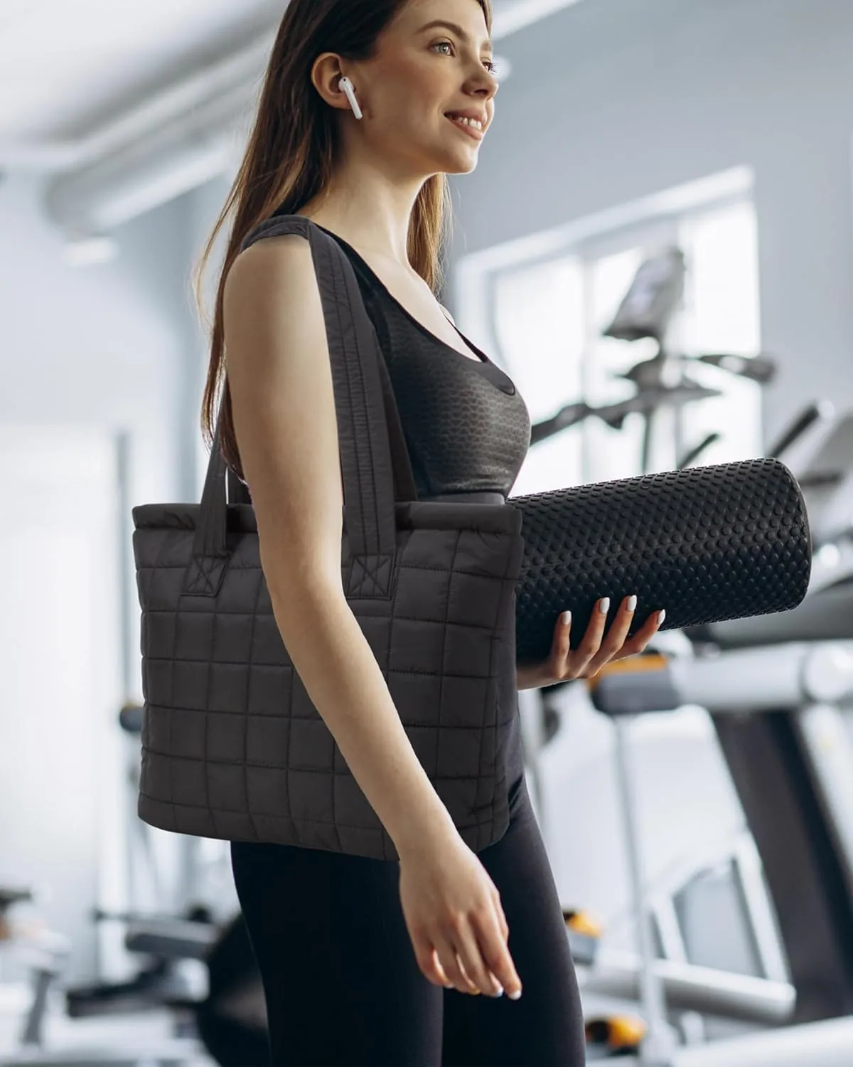 Reebok Women's Puffer Tote Bag - Lightweight Quilted Carry-All Tote Bag for Women - Casual Womens Puffy Shoulder Bags