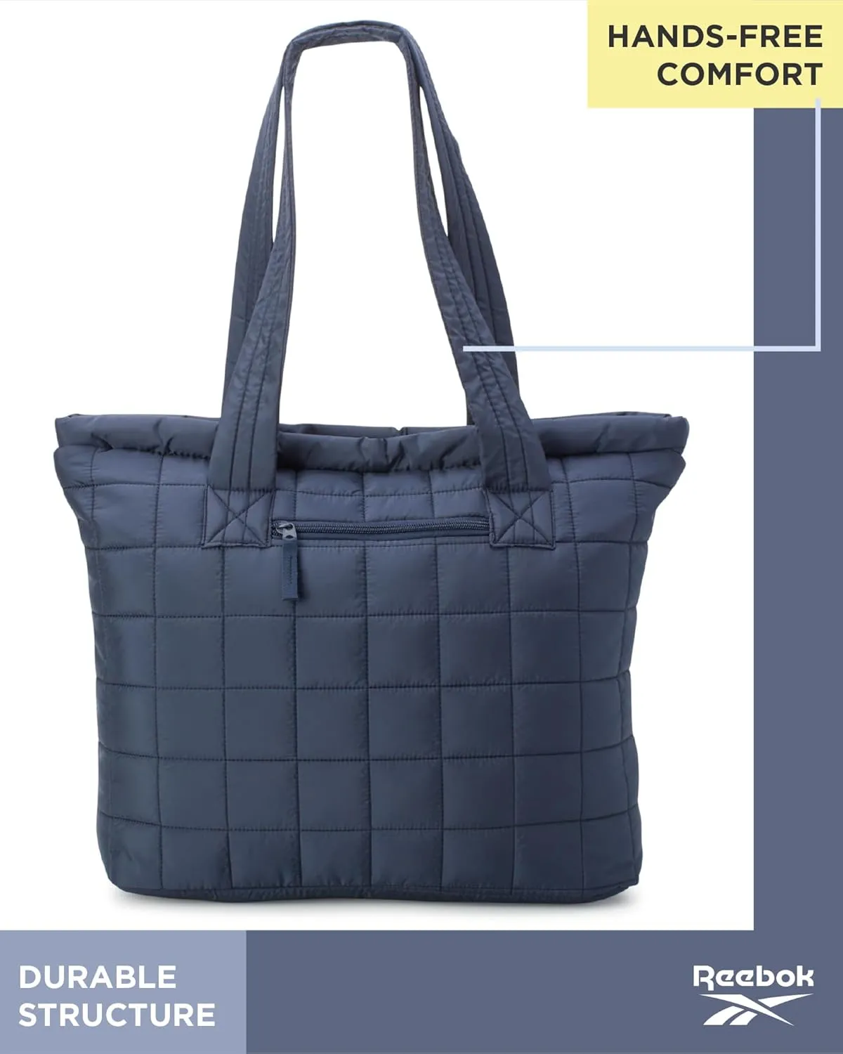 Reebok Women's Puffer Tote Bag - Lightweight Quilted Carry-All Tote Bag for Women - Casual Womens Puffy Shoulder Bags