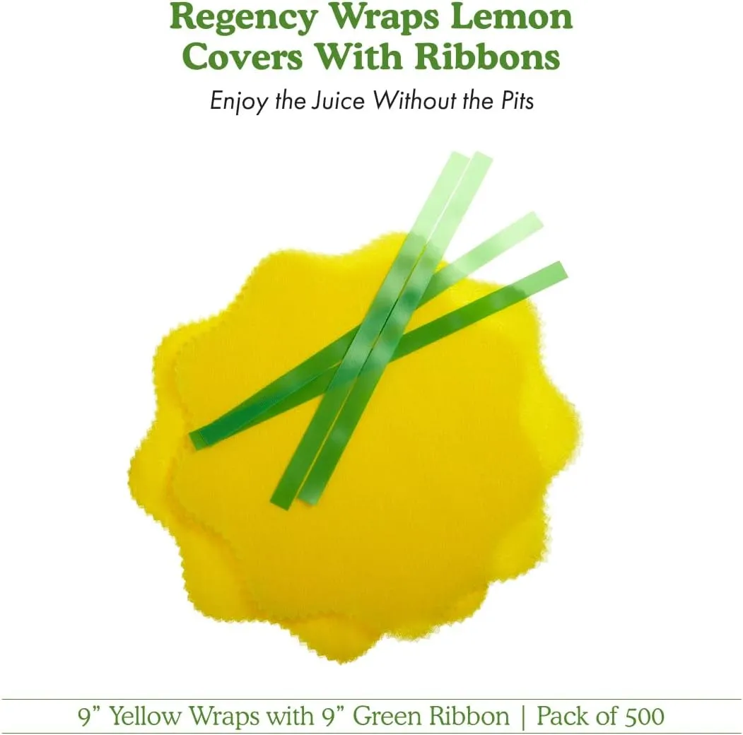 Regency Wraps Lemon Wraps Lemon Covers, Yellow with Green Ribbon, 500 Count Wedge Bags, For Seed-Free Squeezing Over Seafood, Works for Lemon Halves or Wedges