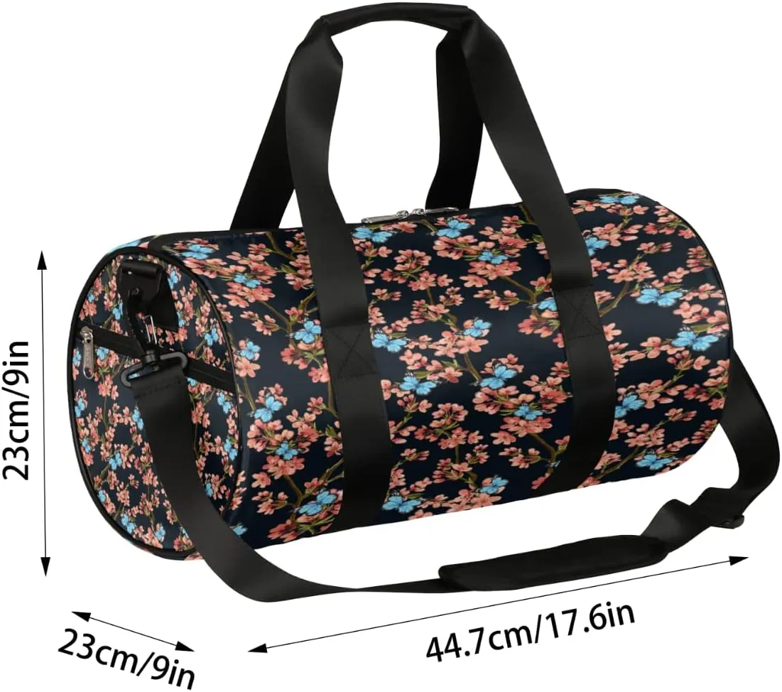Rero Blossom Butterfly Gym Bag Small Gym Duffel Bags for Men Women Overnight Weekender Bag Lightweight Sport Duffle Bag Carry On Gymbag