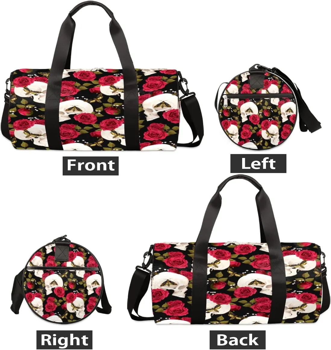Rose Blossom Butterfly Gym Bag Small Gym Duffel Bags for Men Women Overnight Weekender Bag Lightweight Sport Duffle Bag Carry On Gymbag