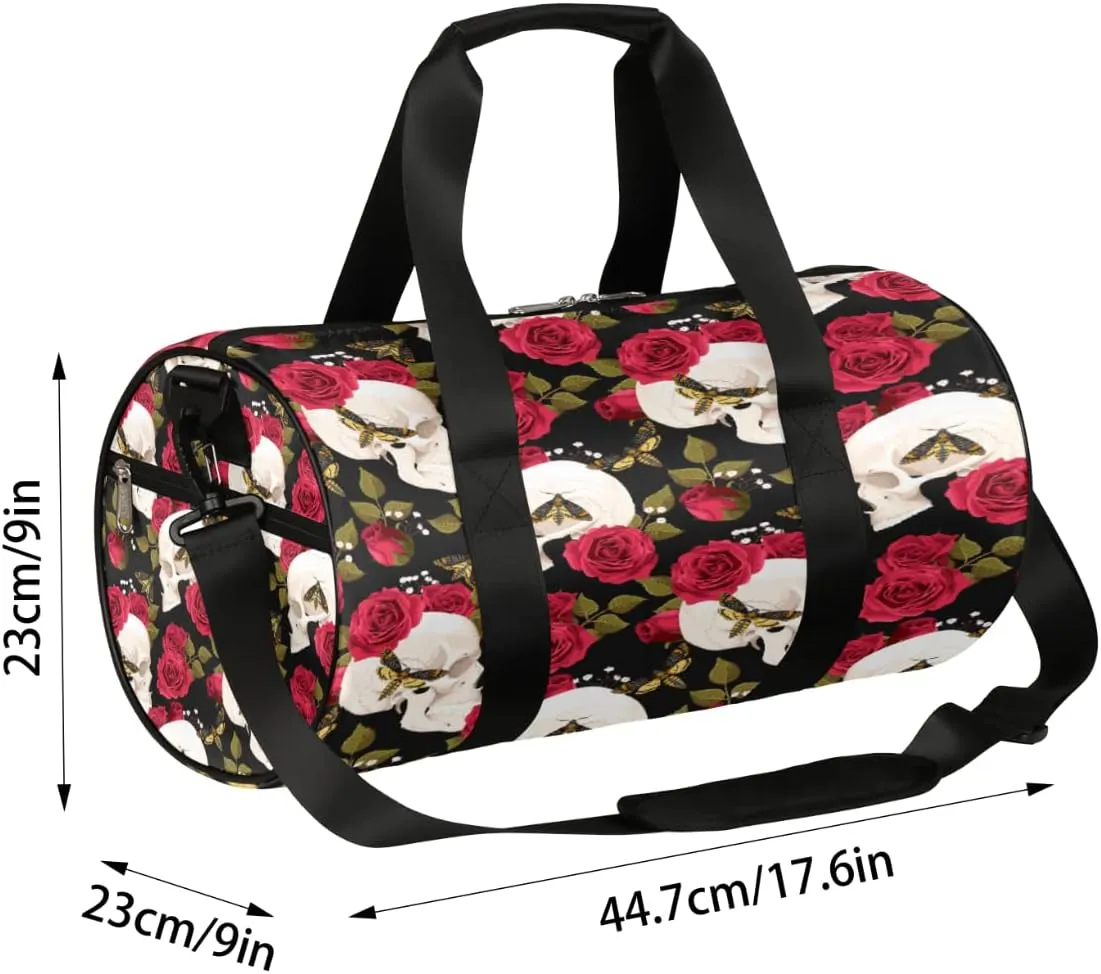 Rose Blossom Butterfly Gym Bag Small Gym Duffel Bags for Men Women Overnight Weekender Bag Lightweight Sport Duffle Bag Carry On Gymbag