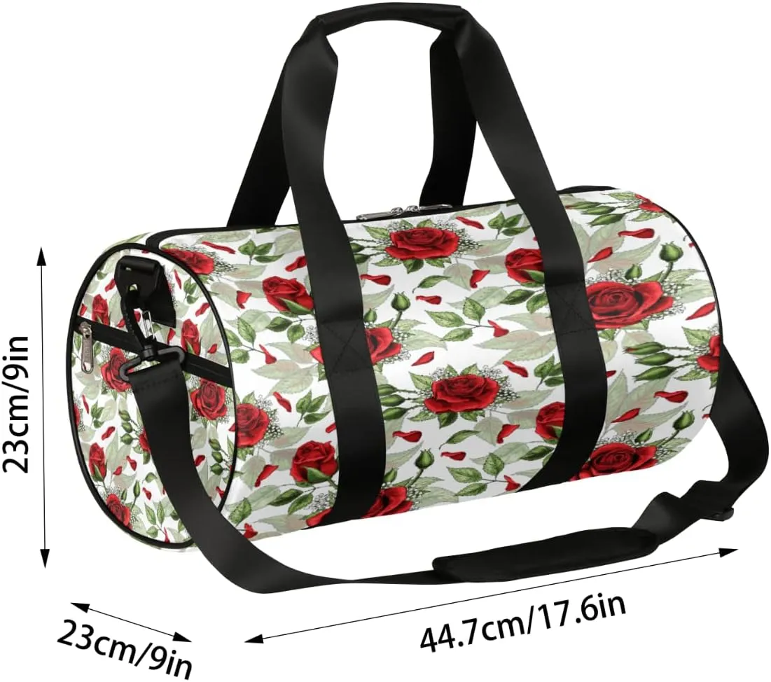 Rose Petals Aesthetic Gym Bag Small Gym Duffel Bags for Men Women Overnight Weekender Bag Lightweight Sport Duffle Bag Carry On Gymbag