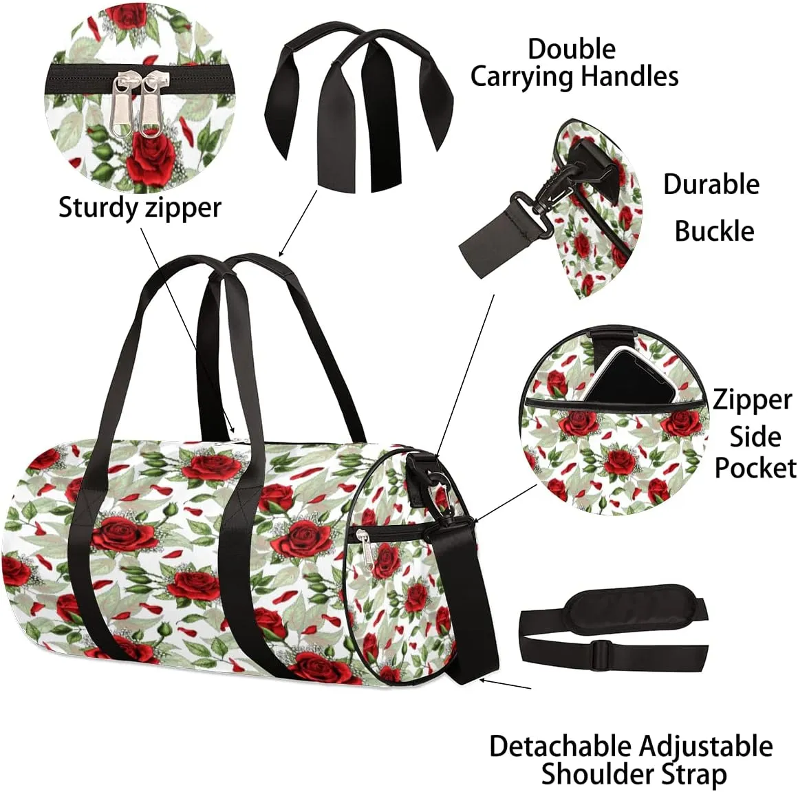 Rose Petals Aesthetic Gym Bag Small Gym Duffel Bags for Men Women Overnight Weekender Bag Lightweight Sport Duffle Bag Carry On Gymbag