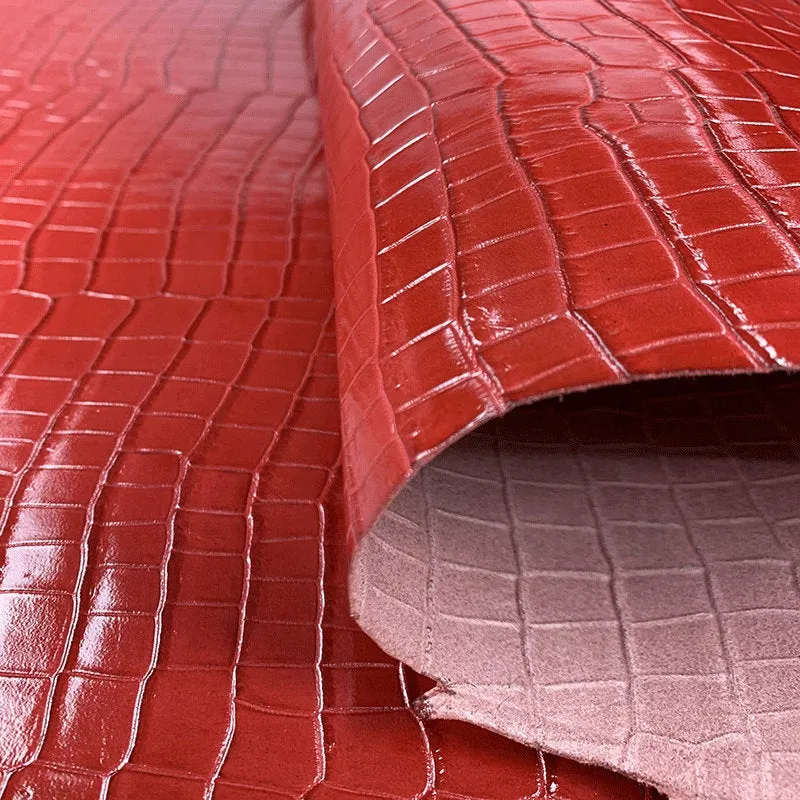 Rouge Croco Print Leather