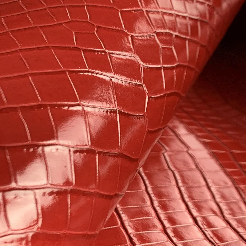 Rouge Croco Print Leather