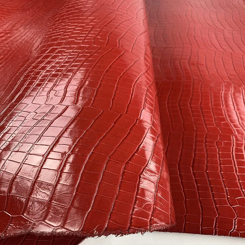 Rouge Croco Print Leather