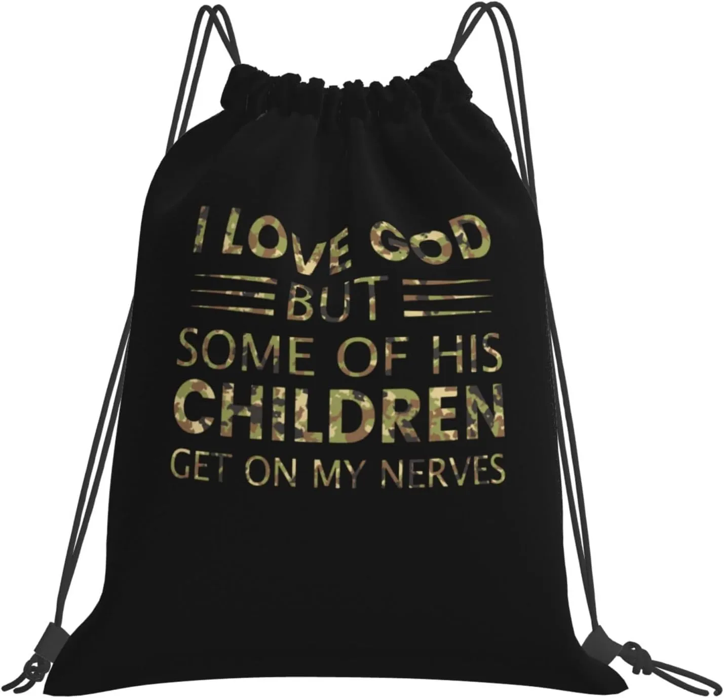 Rqwaaed I Love God But Some Of His Children Get On My Nerves Versatile Drawstring Gym Bag Perfect Workouts Daily Essentials
