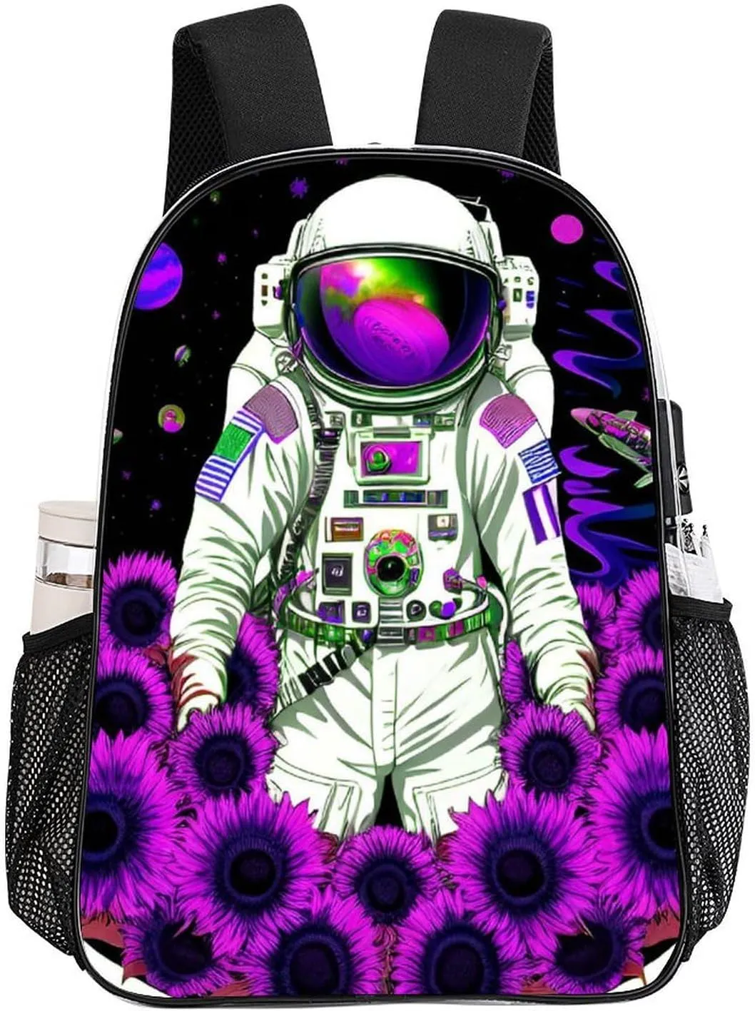 Rucksack Anti-Theft Multipurpose Big Capacity Carry On Bag - Psychedelic Space Astronaut Sunflower Snake Art Traveling & Camping Backpack Transparent Bag