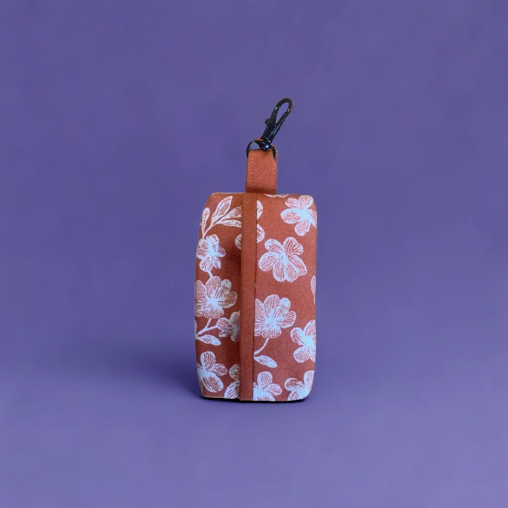 Rust Floral Dog Poop Bag Holder