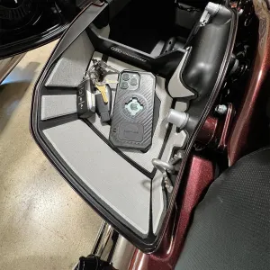 RYT-There Saddle Bag Shelf Kit - Single (right) Highside Organizer for 2024-2025 Harley-Davidson Chopped Bags-Convert from Quick Access Shelf to Stowing Away for Large Items (Gray/Black)