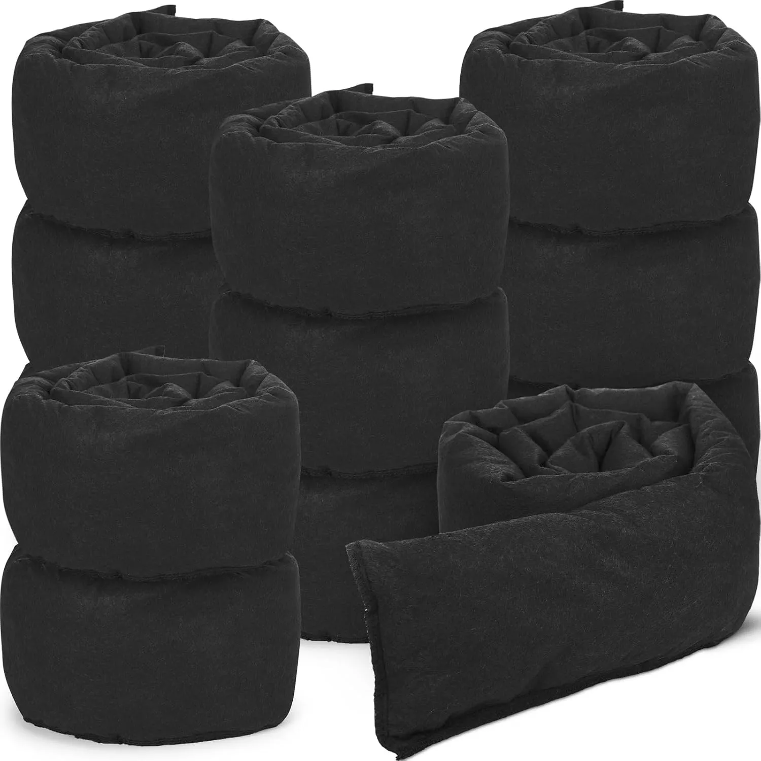 Sabary Water Barrier 5 ft x 6.5 inch Absorbent Flood Barriers Home Sandless Sand Bags for Flooding Reusable Water Absorber Snake for Rain Hurricane Garage Basement Door, Black(12 Pcs)