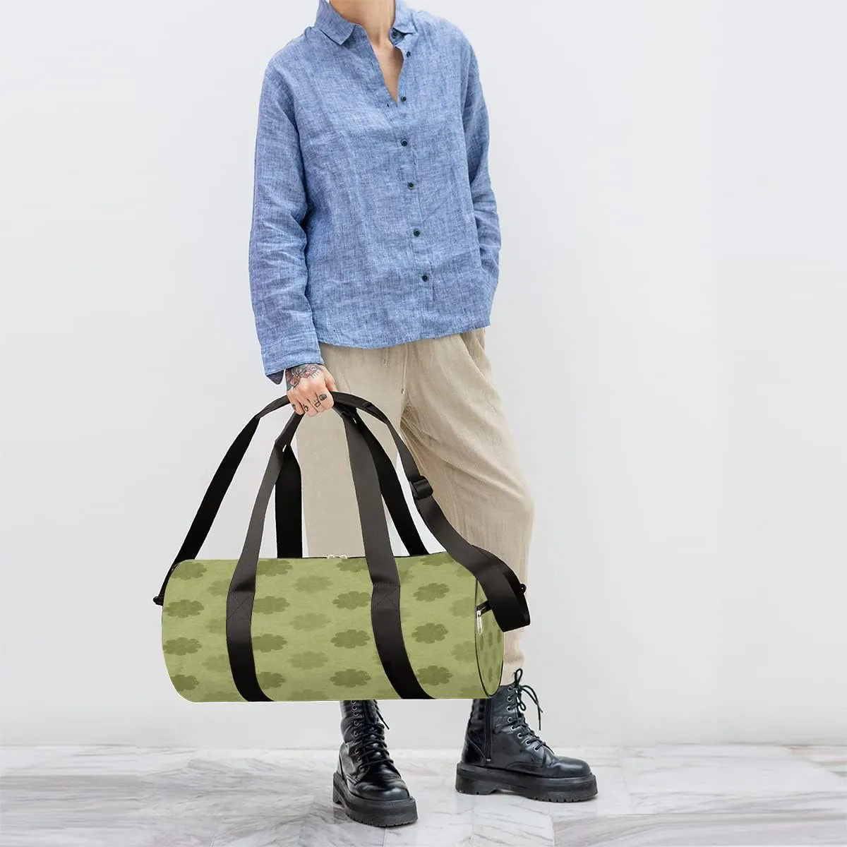 Sage Green Abstract Gym Bag Small Gym Duffel Bags for Men Women Overnight Weekender Workout Bag Lightweight Sport Duffle Bag Carry On Gymbag