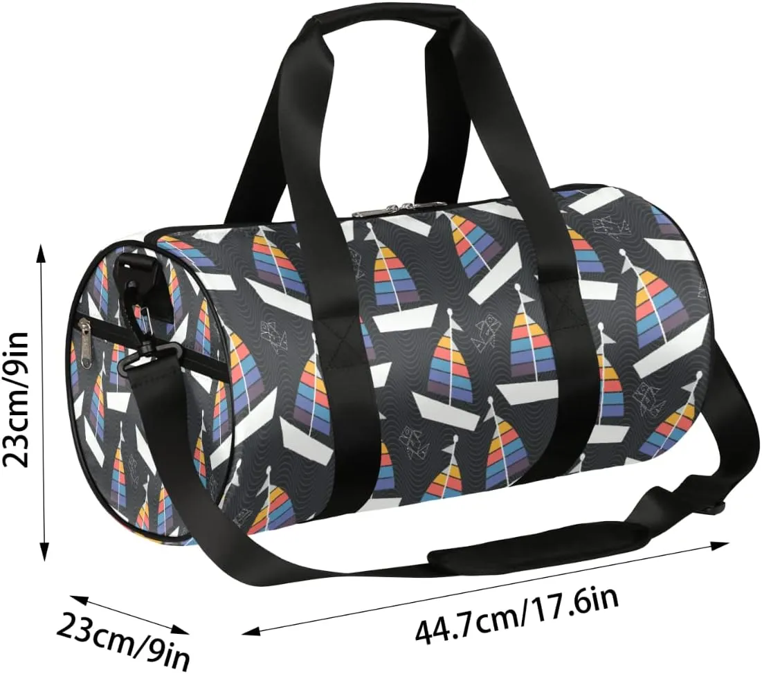 Sailboats Gym Bag Small Gym Duffel Bags for Men Women Wave Overnight Weekender Workout Bag Lightweight Sport Duffle Bag Carry On Gymbag