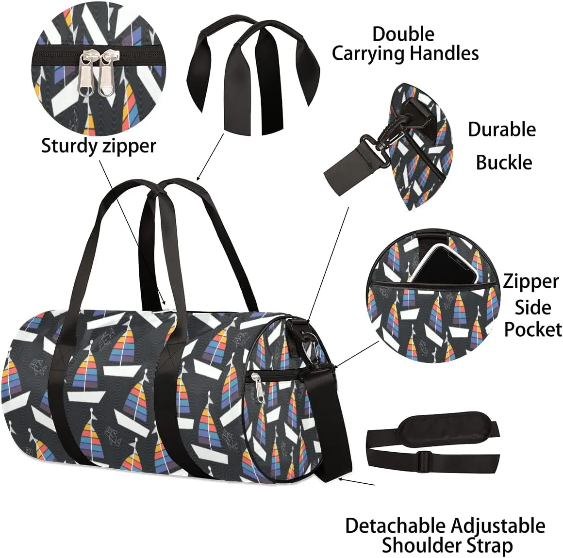 Sailboats Gym Bag Small Gym Duffel Bags for Men Women Wave Overnight Weekender Workout Bag Lightweight Sport Duffle Bag Carry On Gymbag