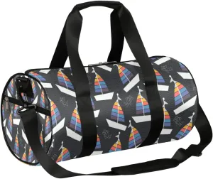 Sailboats Gym Bag Small Gym Duffel Bags for Men Women Wave Overnight Weekender Workout Bag Lightweight Sport Duffle Bag Carry On Gymbag