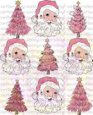 Santa And Trees Pink