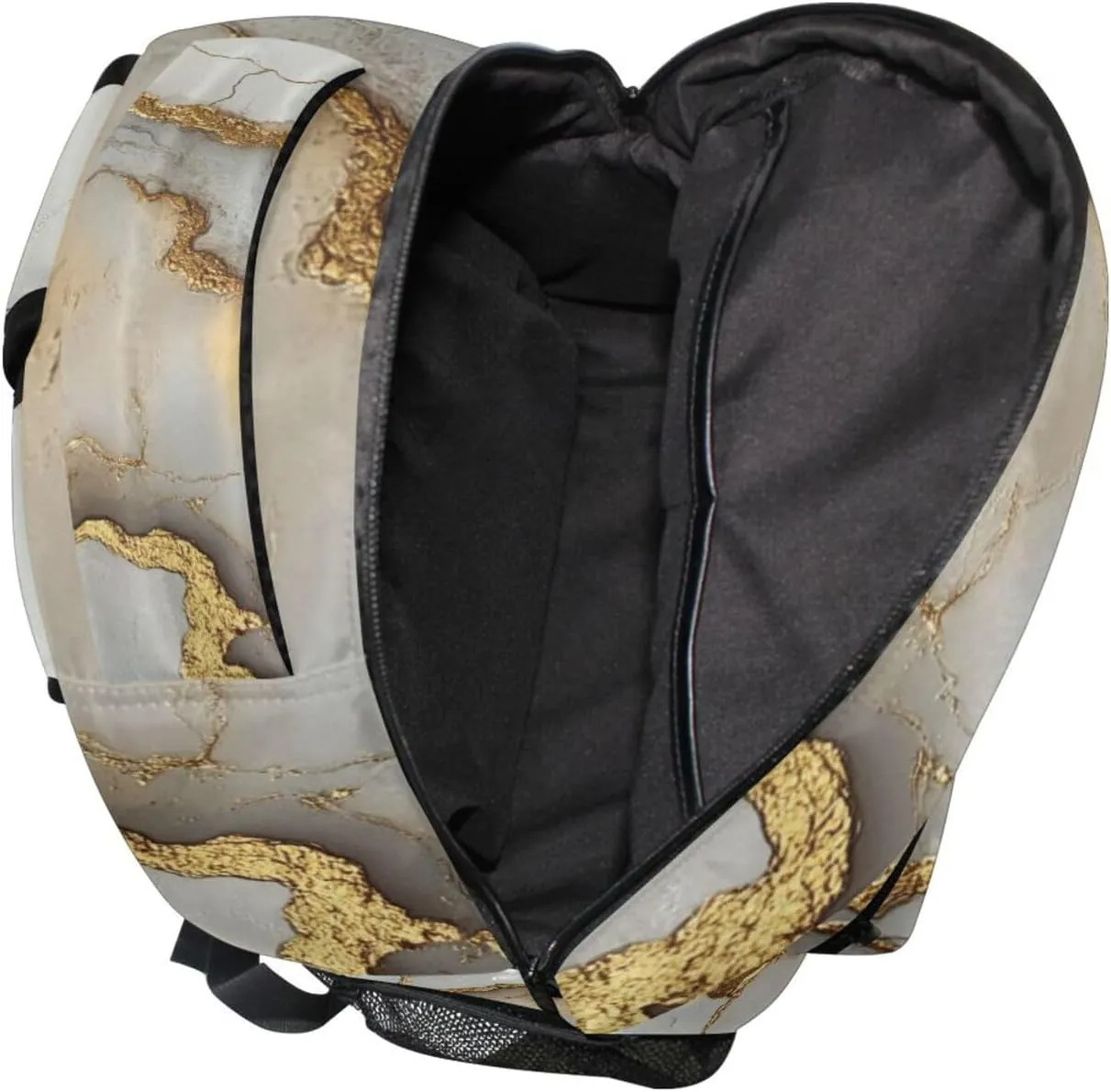 School Backpack for Men and Women Fashion School Book Bag with Chest Strap for Travel Trip Marble White Neutral