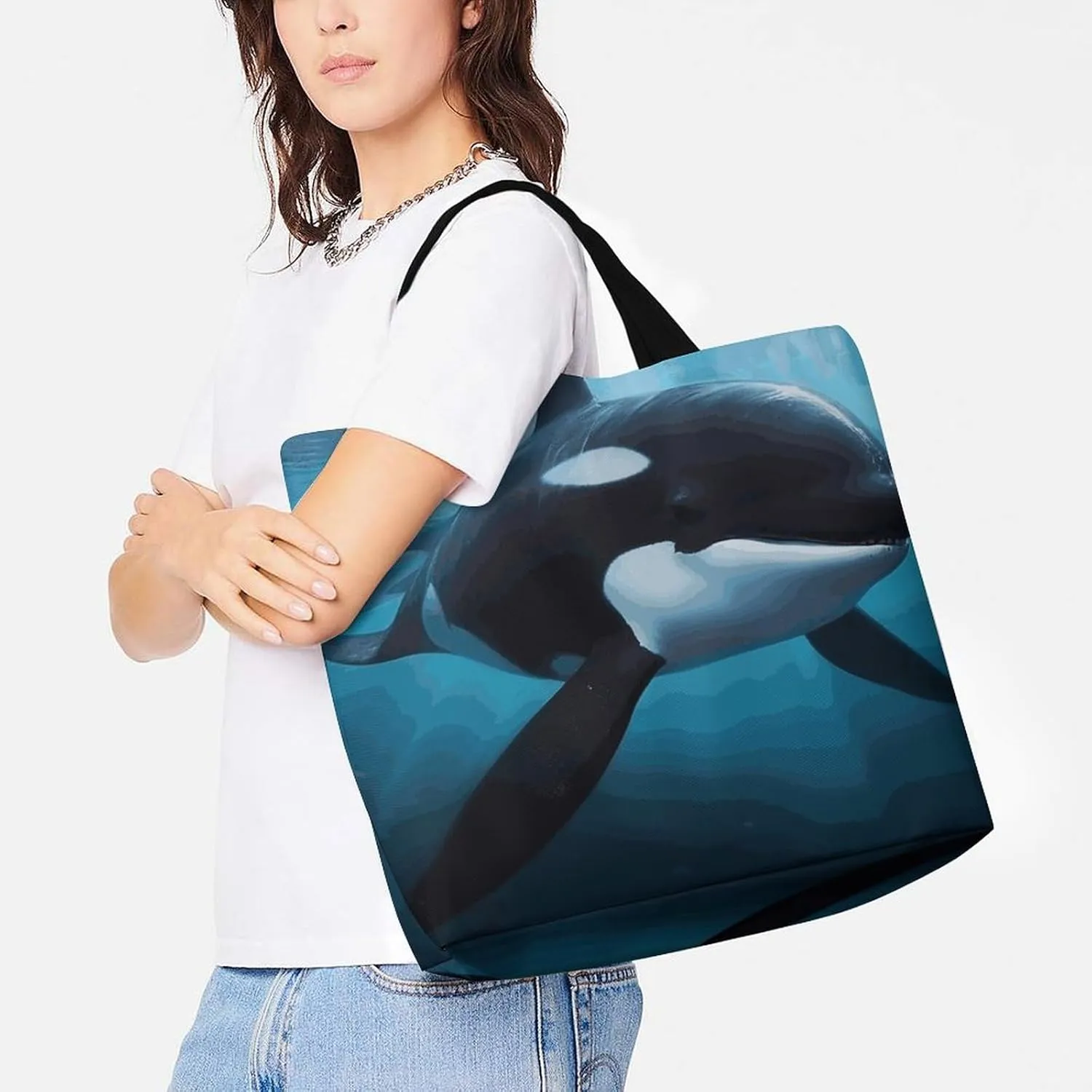Sea Animals Stingrays Tote Bag for Women Reusable Grocery Shoulder Bag Shopping Bags for Travel, Groceries