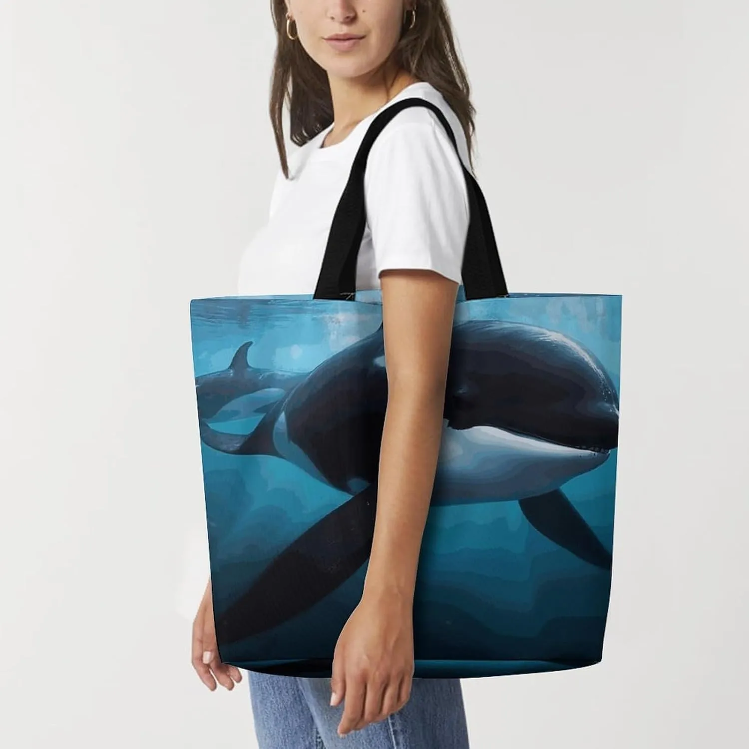 Sea Animals Stingrays Tote Bag for Women Reusable Grocery Shoulder Bag Shopping Bags for Travel, Groceries