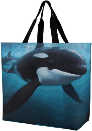 Sea Animals Stingrays Tote Bag for Women Reusable Grocery Shoulder Bag Shopping Bags for Travel, Groceries