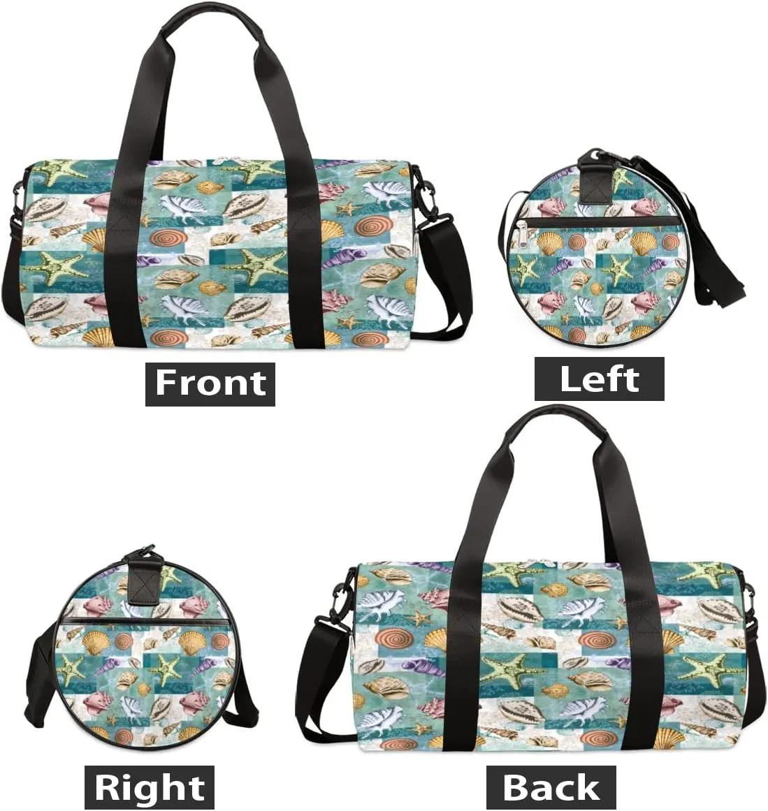 Seashells Corals Gym Bag Small Gym Duffel Bags for Men Women Starfishes Overnight Weekender Bag Lightweight Sport Duffle Bag Carry On Gymbag
