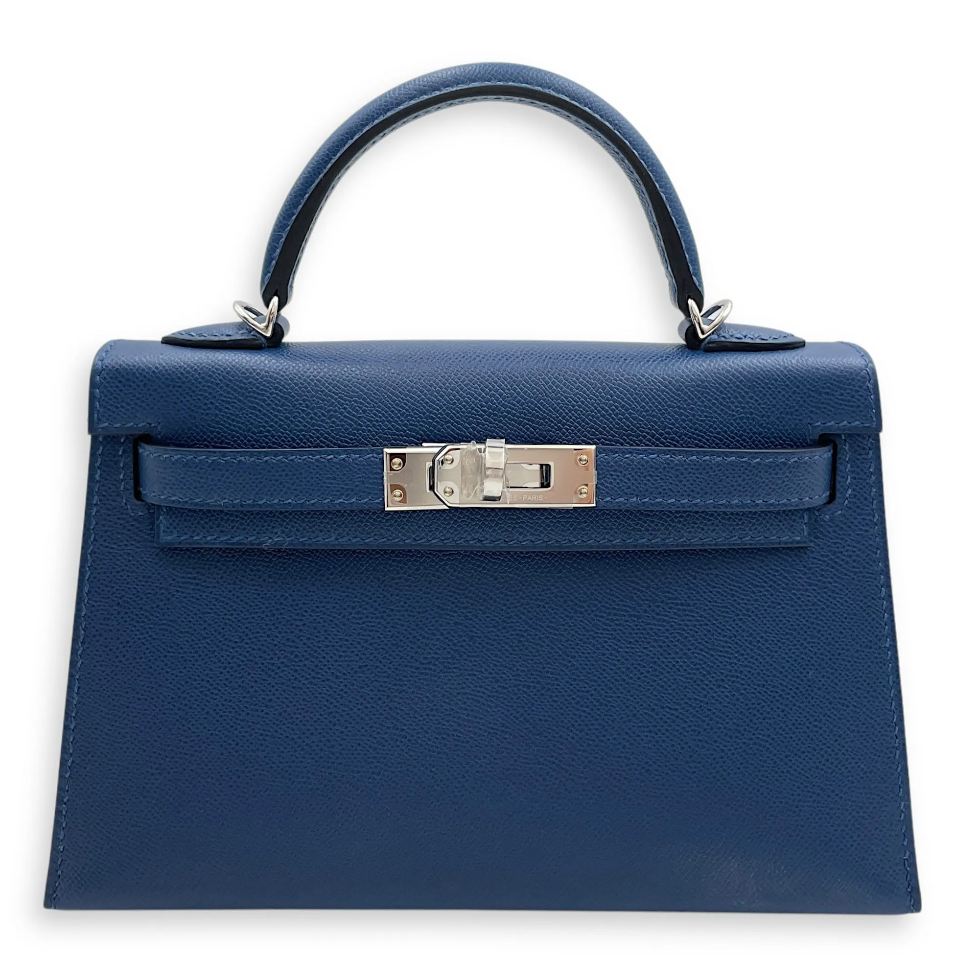Sellier Kelly 20 Blue Tie in Madame, Palladium hardware