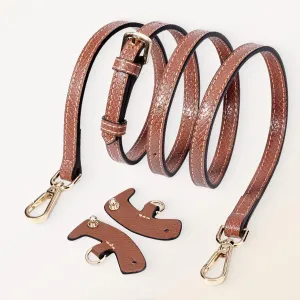 SENTEN Replacement Strap Kit for Lonchamp Mini Bag, Leather Purse Shoulder Crossbody Adjustable Replacement for Women, Brown Strap with Gold Clasp, 0.47" Wide x 3'1" to 4'1" Long