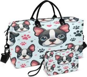 senya Travel Duffle Bag Weekender Bags Overnight Bag with Toiletry Bag Gym Duffel Bag Dog Head Footprint for Travel Business Trips Sport
