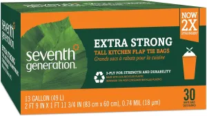 Seventh Generation Trash Bags, Tall Kitchen, 13-Gallon, 30-Count Boxes (Pack of 12)