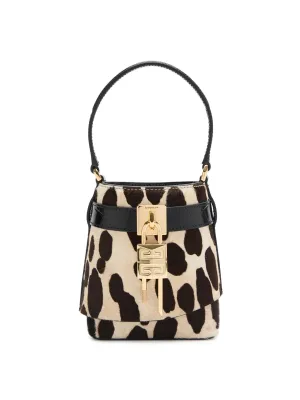 Shark Lock micro leopard-print calf hair bucket bag