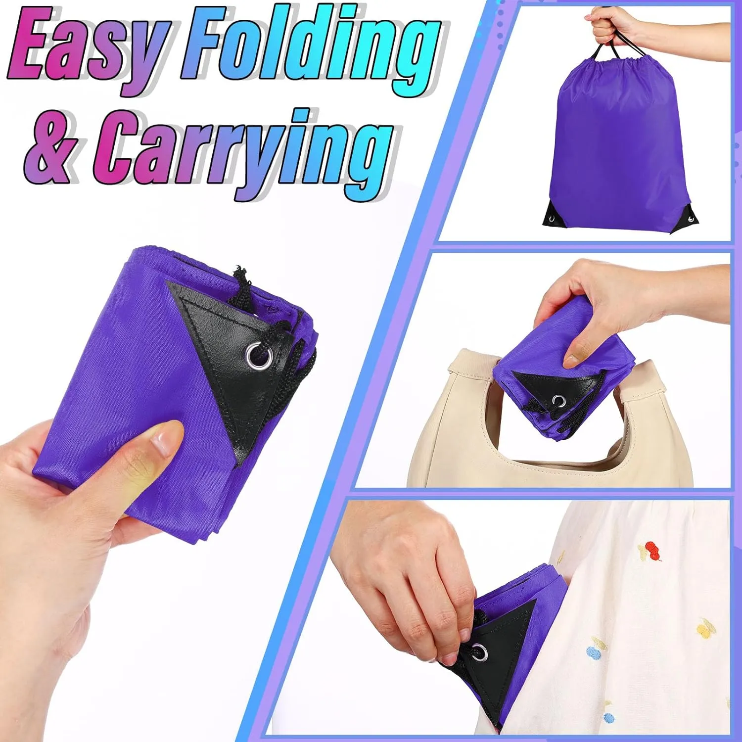 Silkfly 100 Pieces Drawstring Backpack Bags Bulk Portable Blank Cinch Storage Bags for Sports, School, DIY Gifts, Homeless, Social Assistance(Purple)