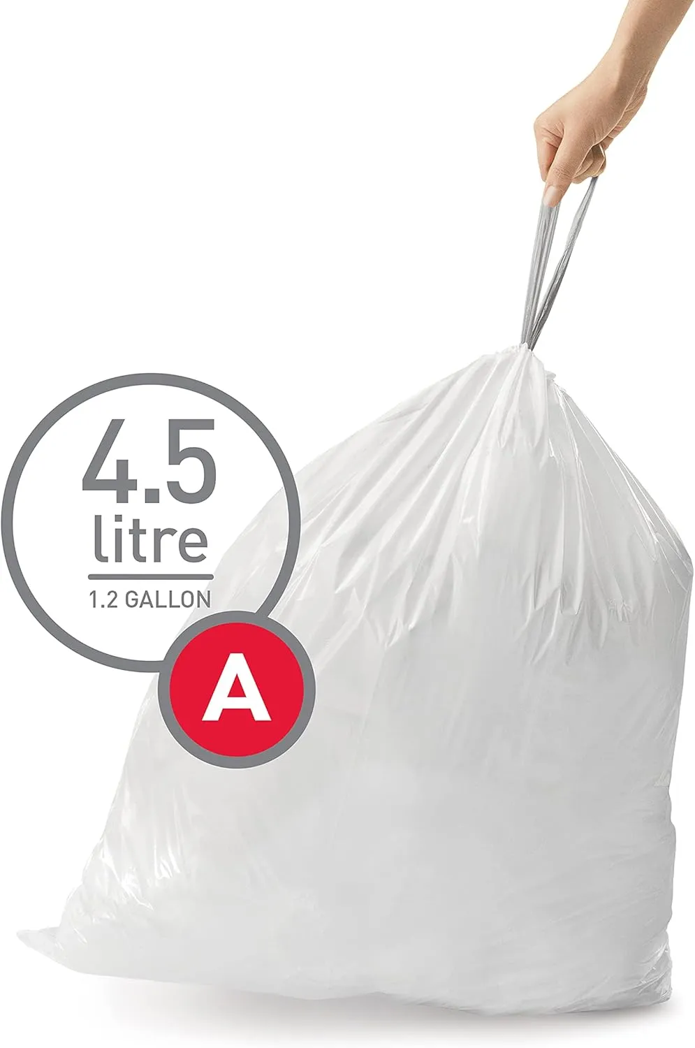 simplehuman Code A Custom Fit Drawstring Trash Bags in Dispenser Packs, 30 Liter / 8 Gallon, White – 360 Liners