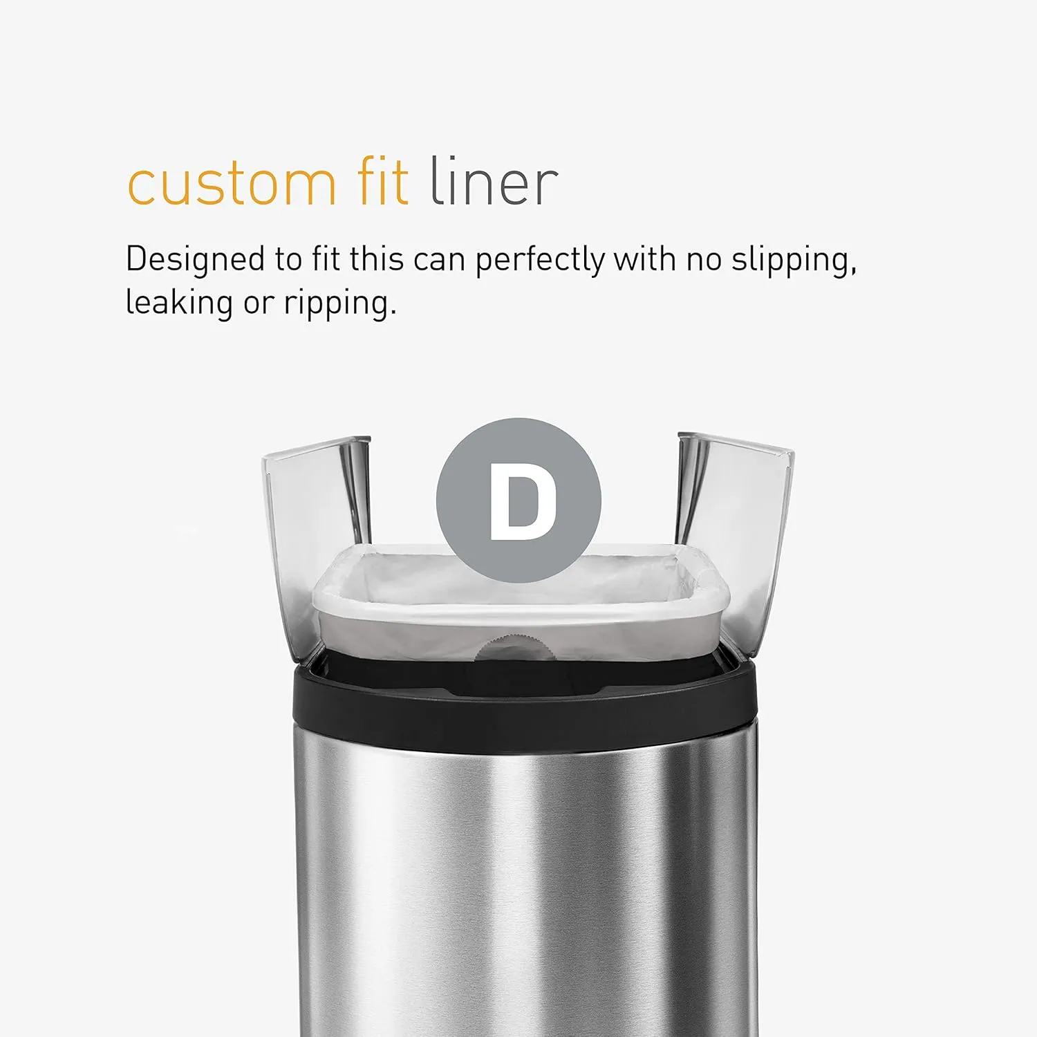 simplehuman Code D Custom Fit Drawstring Trash Bags in Dispenser Packs, 60 Count, 20 Liter / 5.3 Gallon, Clear