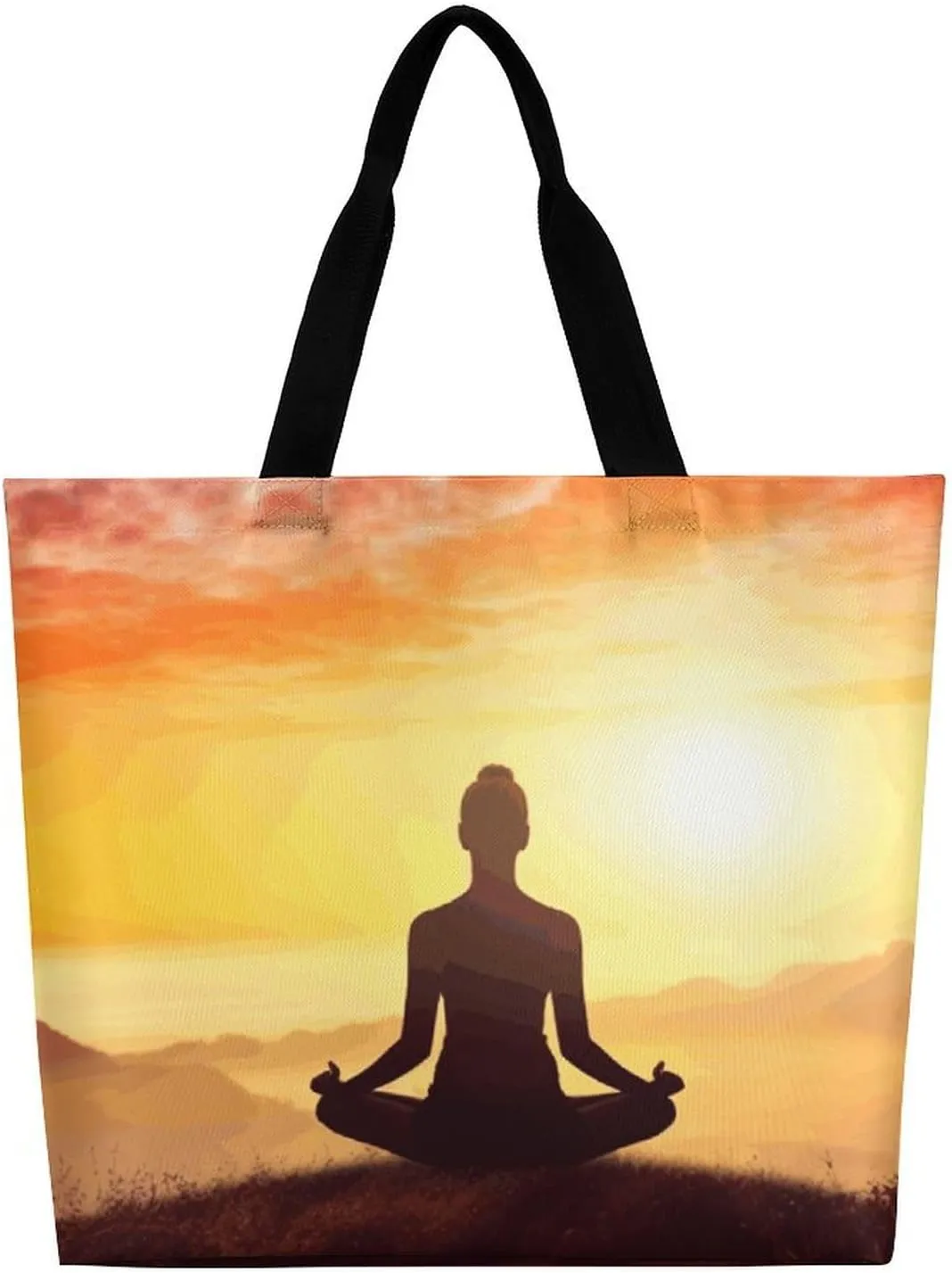 Skiing Theme Tote Bag for Women Reusable Grocery Shoulder Bags Shopping Bag for Travel, Groceries