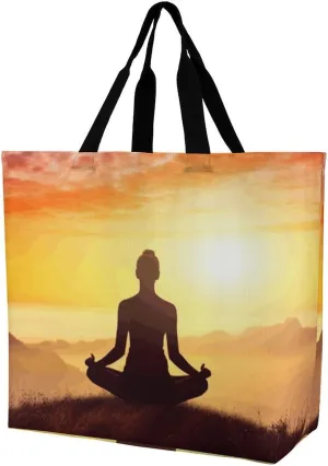 Skiing Theme Tote Bag for Women Reusable Grocery Shoulder Bags Shopping Bag for Travel, Groceries