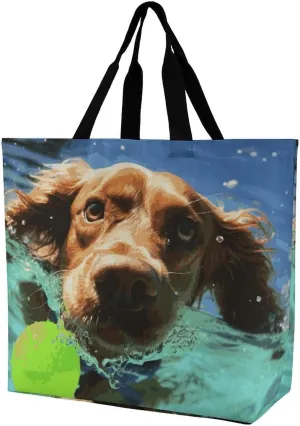 Skiing Theme Tote Bag for Women Reusable Grocery Shoulder Bags Shopping Bag for Travel, Groceries