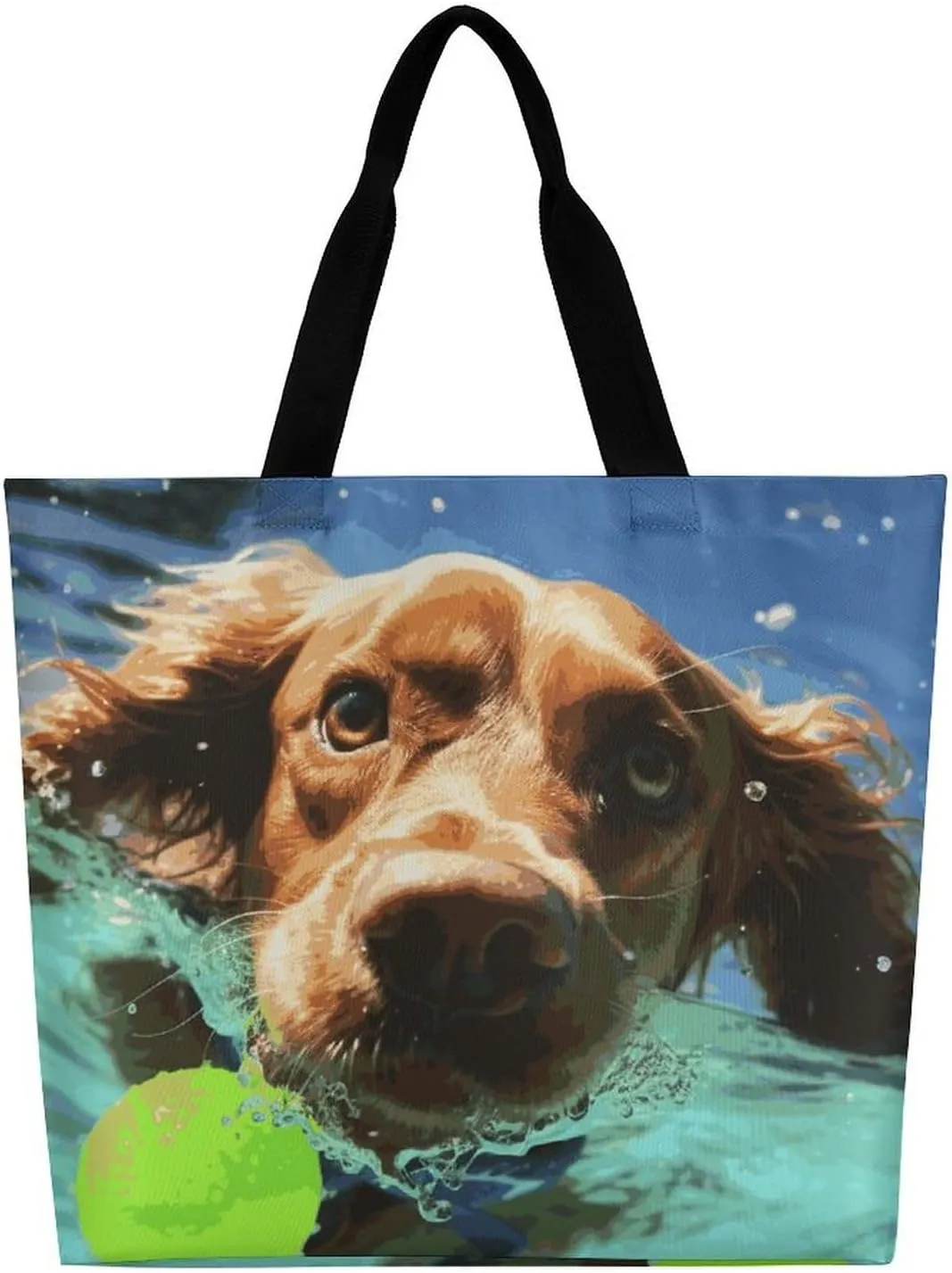 Skiing Theme Tote Bag for Women Reusable Grocery Shoulder Bags Shopping Bag for Travel, Groceries