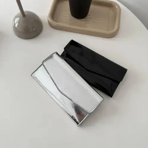 Sleek Silver PU Leather Small Wallet