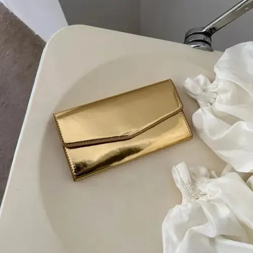 Sleek Silver PU Leather Small Wallet